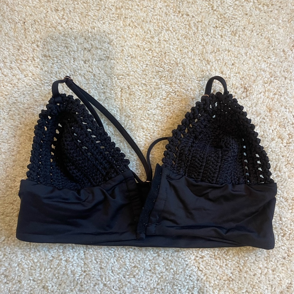 Frankies Bikini Crochet Black Sexy Bikini Top Gem